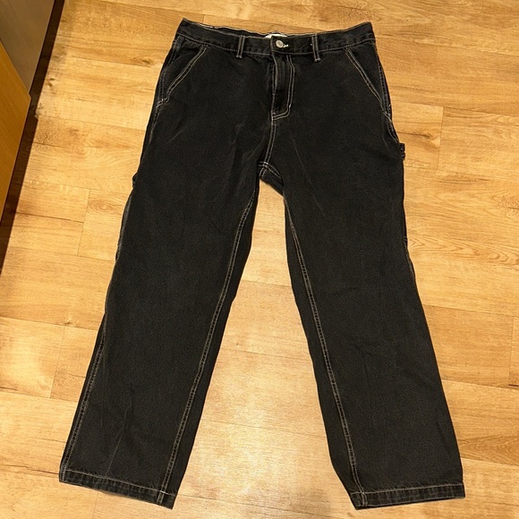 Pacsun Dylan Baggy Denim Jeans Carpenter Contrast Stitch Black 34 x 32 - Picture 3 of 7